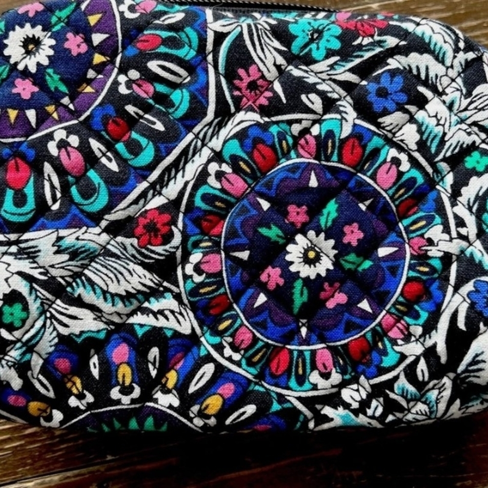 Vera Bradley Black and Multicolor Patterned Cosmetic Bag - Picture 4 of 4